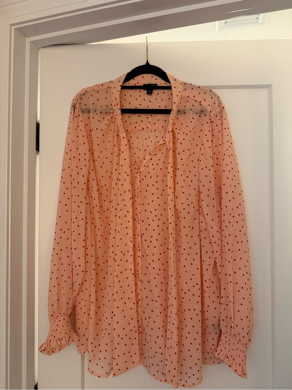 torrid Peach Blouse with Red Polka Dots